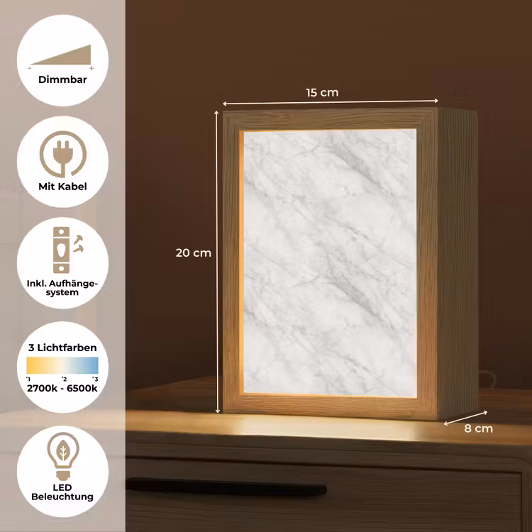 Klassiek - Marmer - Grijs Light Box met kabel (Tafellamp) klein 925 -USP_DE