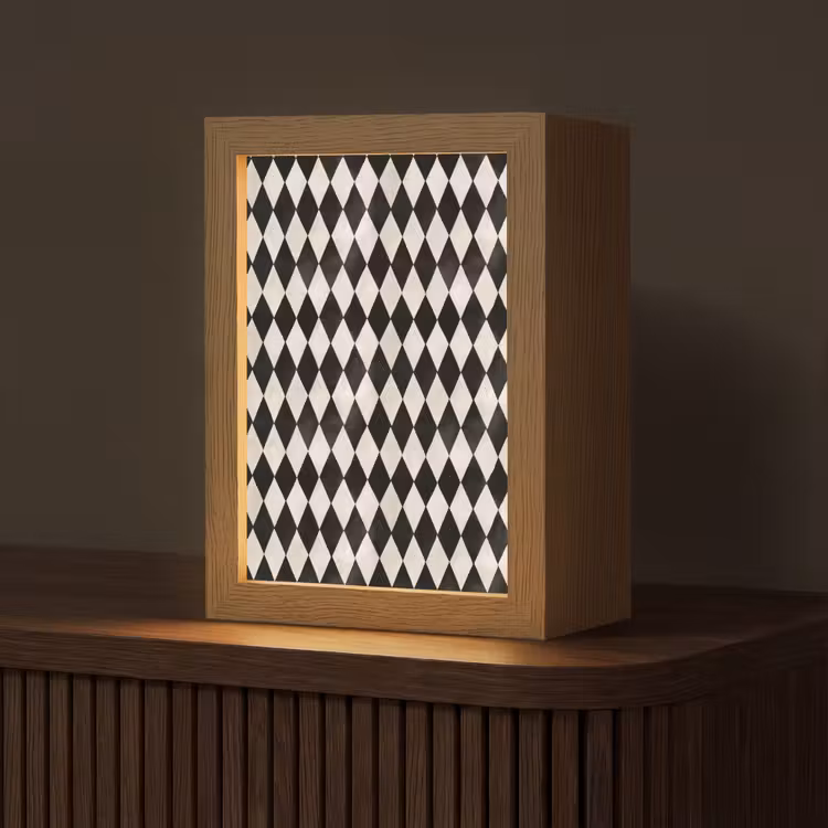 Klassiek - Patroon - Zwart Light Box met kabel (Tafellamp) klein 925 -z3d_website