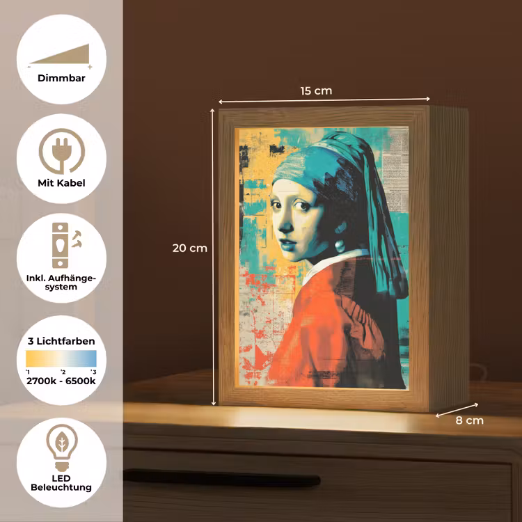 Klassiek - Pareloorbel - Streetartstijl - Kleurrijk Light Box met kabel (Tafellamp) klein -USP_DE