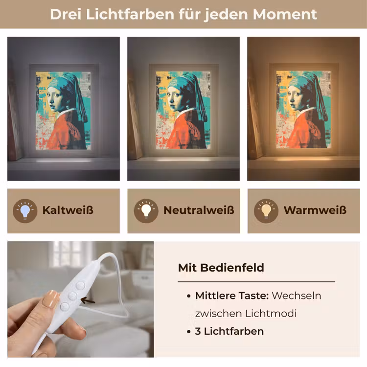 Klassiek - Pareloorbel - Streetartstijl - Kleurrijk Light Box met kabel (Tafellamp) klein -USP_lichtkleurDE