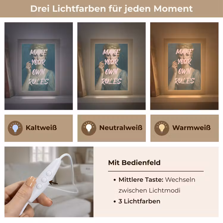 Klassiek - Sierlijk - Roze Light Box met kabel (Tafellamp) klein -USP_lichtkleurDE