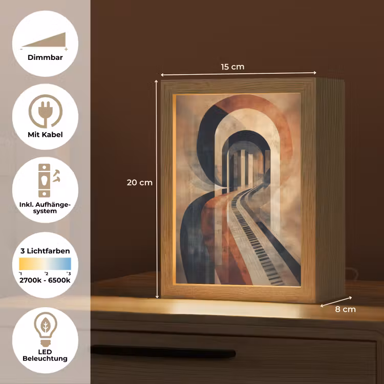 Piano - Toetsen - Abstract Light Box met kabel (Tafellamp) klein -USP_DE