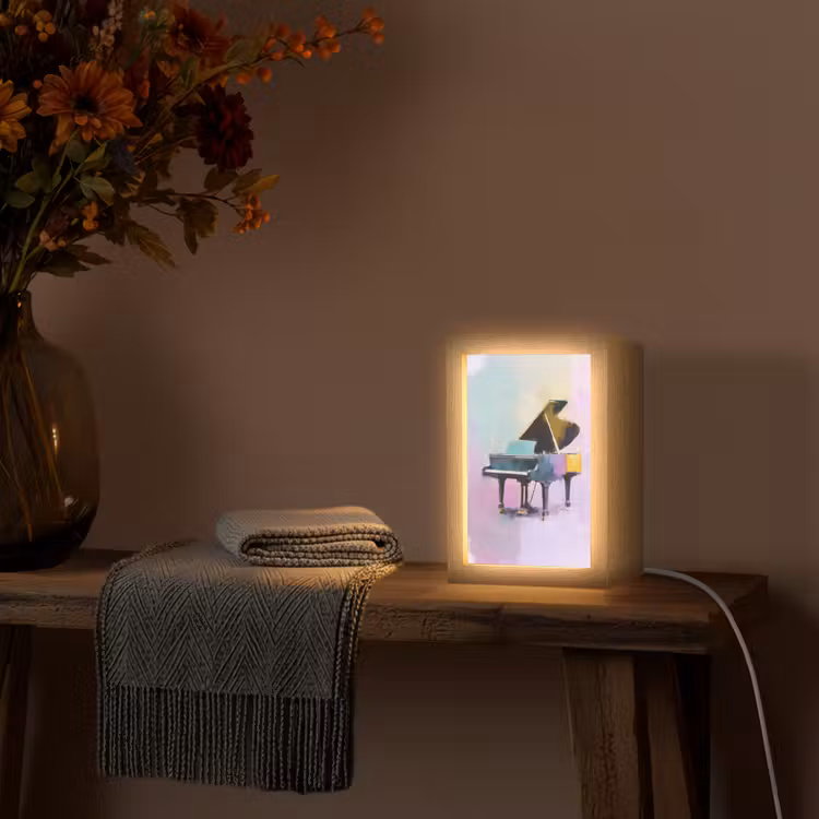 Piano - Pastel - Elegant - Dromerig Light Box met kabel (Tafellamp) klein -sfeer4