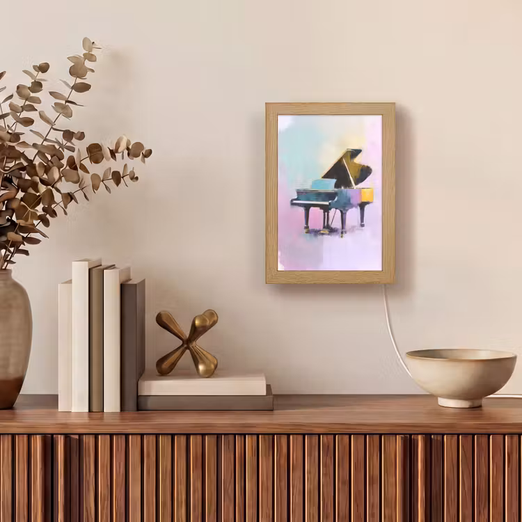 Piano - Pastel - Elegant - Dromerig Light Box met kabel (Tafellamp) klein -sfeer2