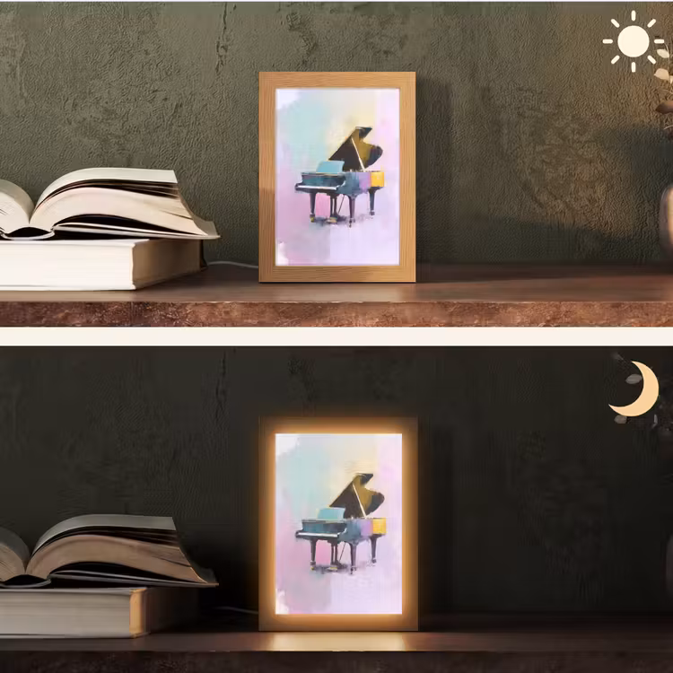 Piano - Pastel - Elegant - Dromerig Light Box met kabel (Tafellamp) klein -sfeer3