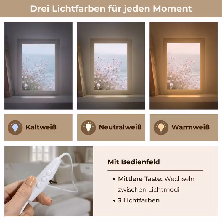 Klif - Bloemen - Zee - Roze Light Box met kabel (Tafellamp) klein -USP_lichtkleurDE