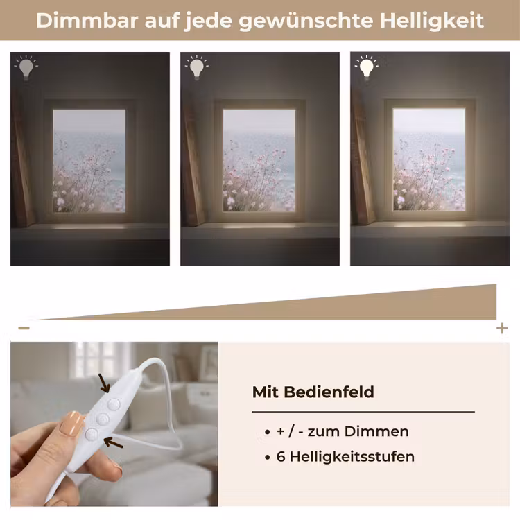 Klif - Bloemen - Zee - Roze Light Box met kabel (Tafellamp) klein -USP_dimbaarDE
