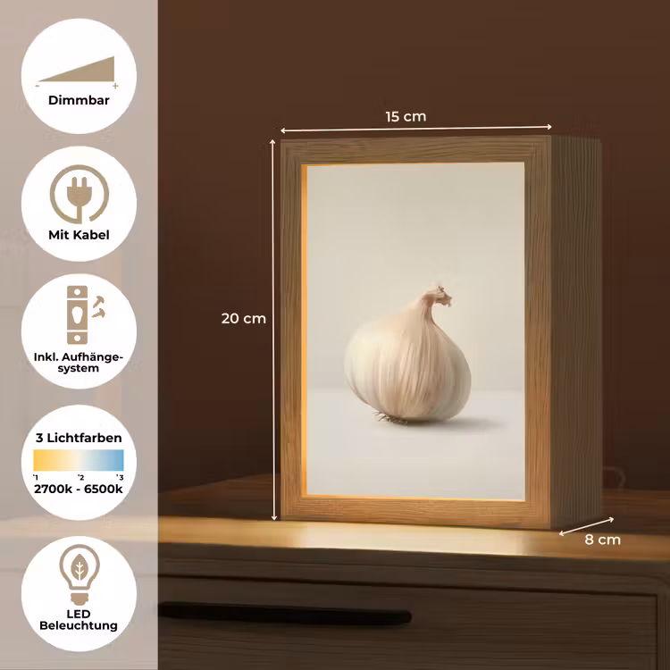 Knoflook - Natuurlijk - Beige Light Box met kabel (Tafellamp) klein -USP_DE