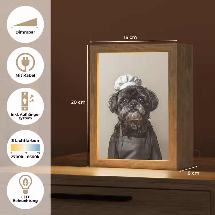 Kokskleding - Zwart - Hondje Light Box met kabel (Tafellamp) klein -USP_DE