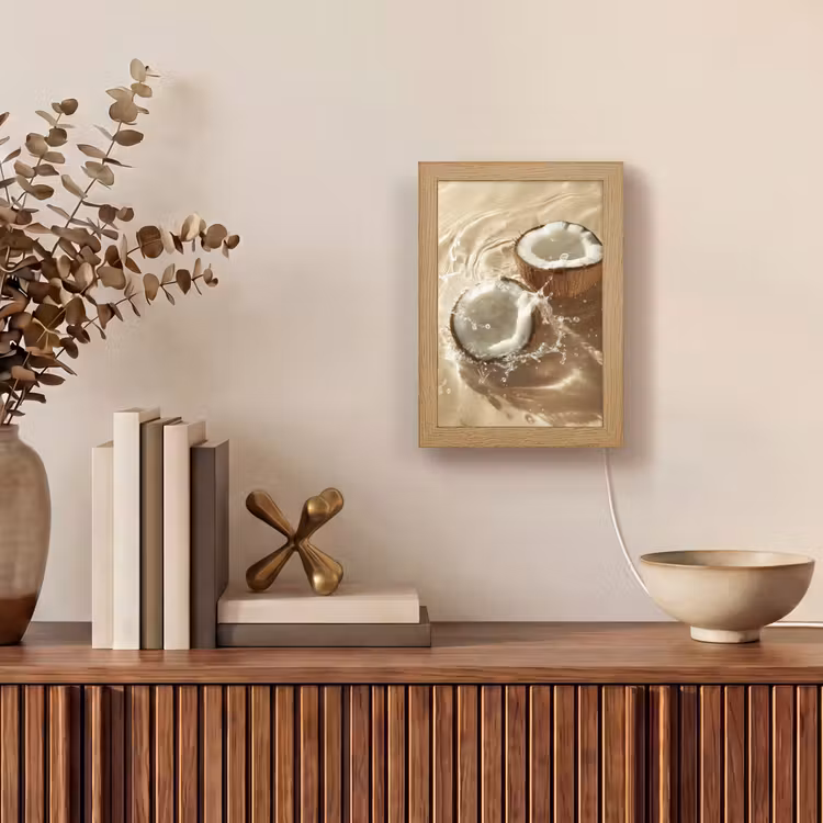 Kokosnoot - Water - Beige - Spetters Light Box met kabel (Tafellamp) klein -sfeer2
