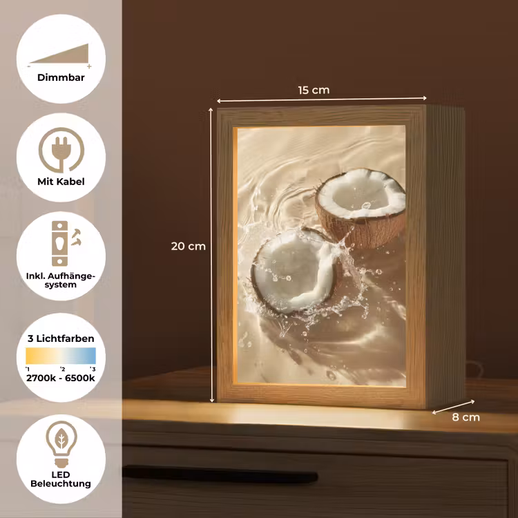 Kokosnoot - Water - Beige - Spetters Light Box met kabel (Tafellamp) klein -USP_DE