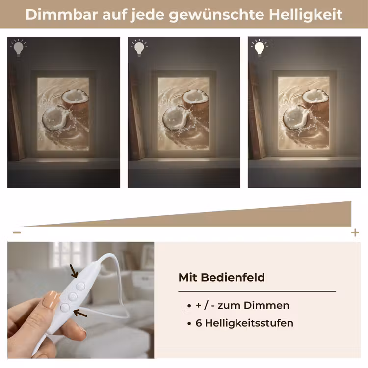 Kokosnoot - Water - Beige - Spetters Light Box met kabel (Tafellamp) klein -USP_dimbaarDE