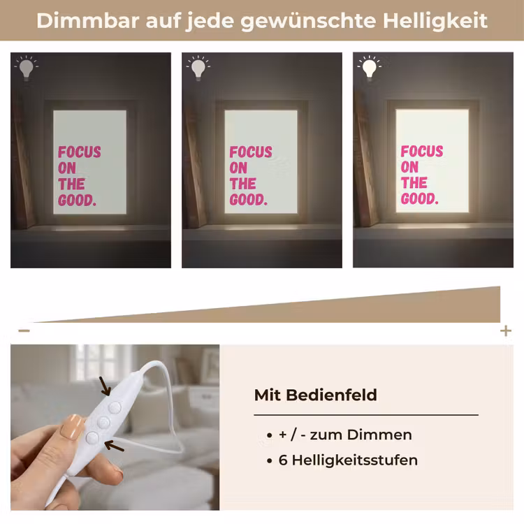 Focus on the good - Beige - Roze Light Box met kabel (Tafellamp) klein -USP_dimbaarDE