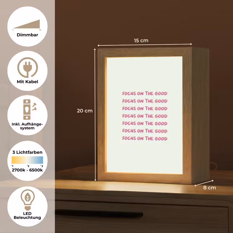Focus on the good - Roze Light Box met kabel (Tafellamp) klein -USP_DE