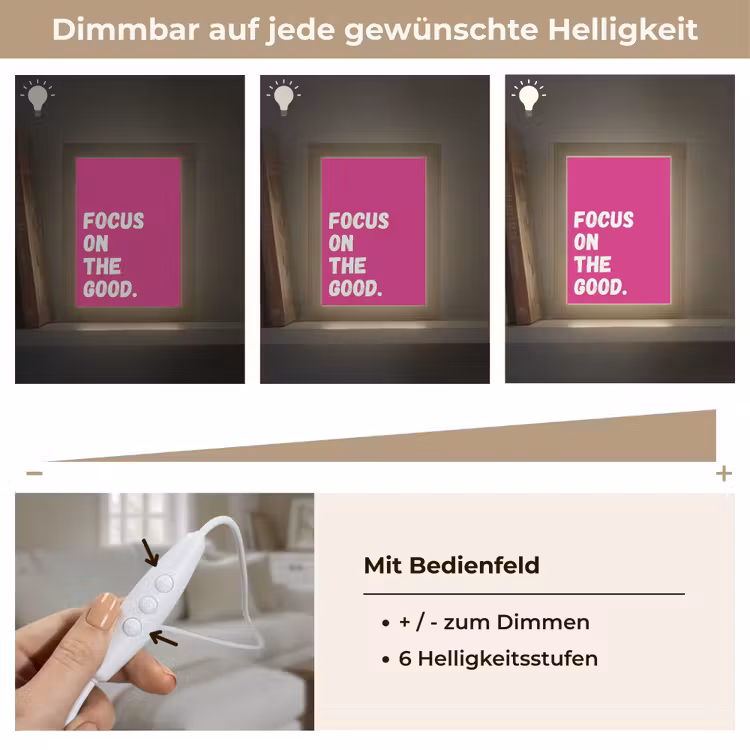Focus on the good - Roze - Simple Light Box met kabel (Tafellamp) klein -USP_dimbaarDE