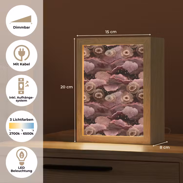 Koraal - Organisch - Roze Light Box met kabel (Tafellamp) klein 925 -USP_DE