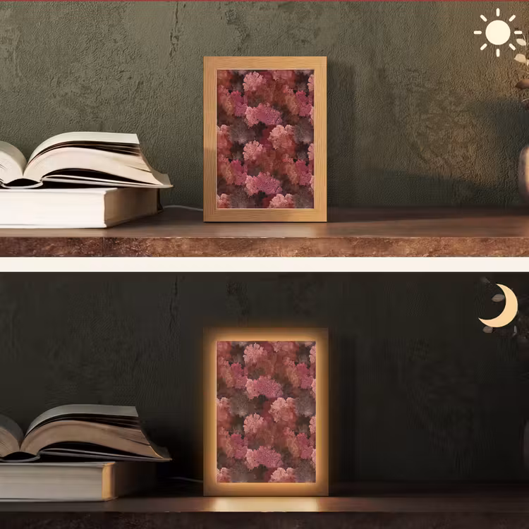 Koraal - Textuur - Kleurrijk Light Box met kabel (Tafellamp) klein 925 -sfeer3