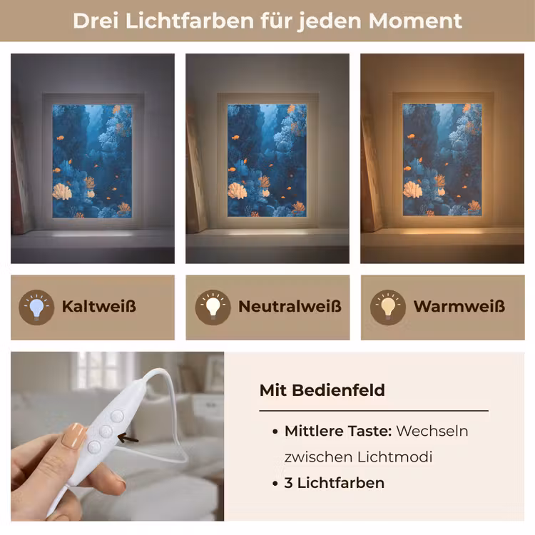 Koraalrif - Vissen - Oceaan - Blauw Light Box met kabel (Tafellamp) klein -USP_lichtkleurDE