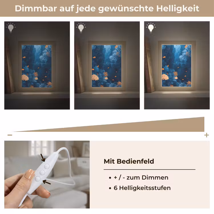 Koraalrif - Vissen - Oceaan - Blauw Light Box met kabel (Tafellamp) klein -USP_dimbaarDE