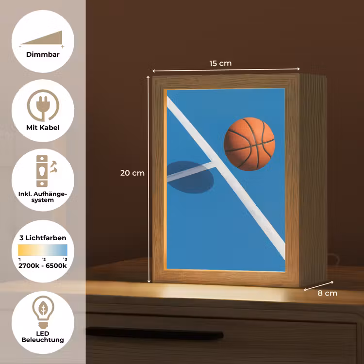 Basket - Bal - Blauw - Zwevend Light Box met kabel (Tafellamp) klein -USP_DE