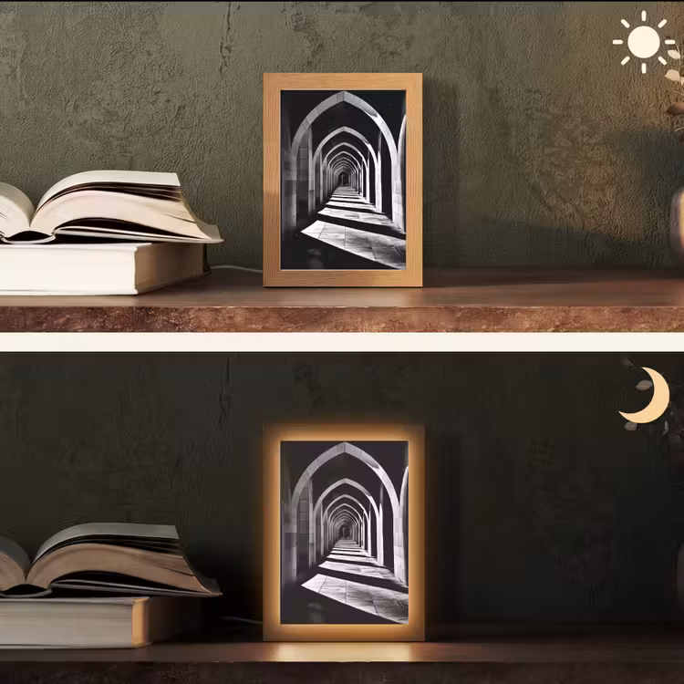 Gang - Bogen - Schaduw - Diepte Light Box met kabel (Tafellamp) klein -sfeer3