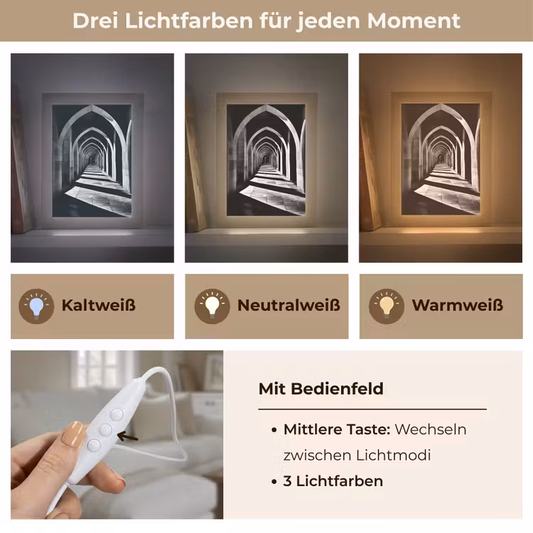 Gang - Bogen - Schaduw - Diepte Light Box met kabel (Tafellamp) klein -USP_lichtkleurDE