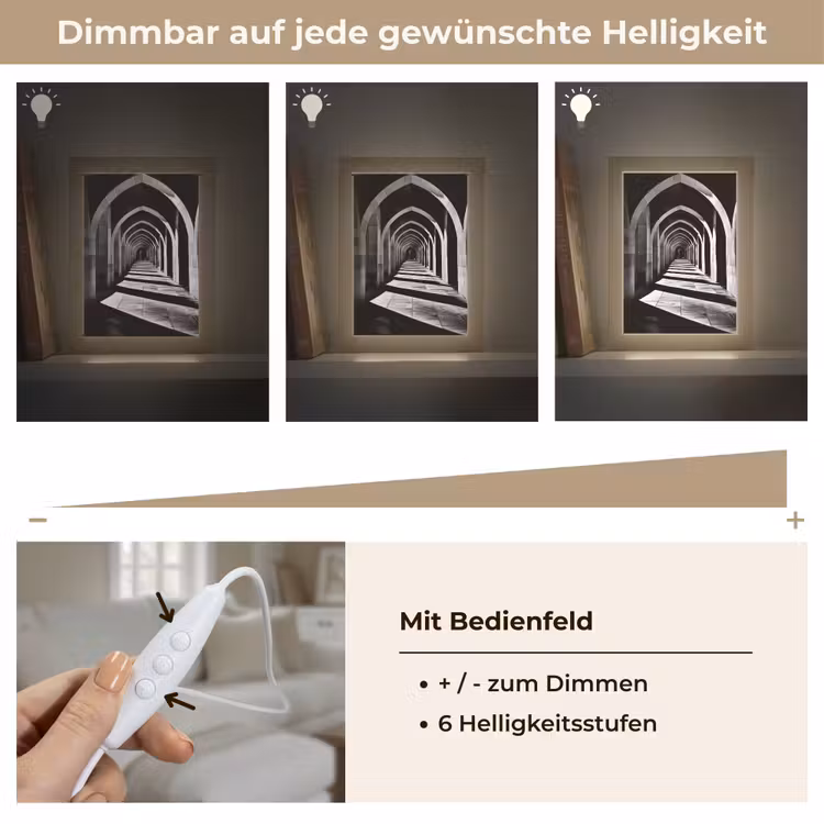 Gang - Bogen - Schaduw - Diepte Light Box met kabel (Tafellamp) klein -USP_dimbaarDE