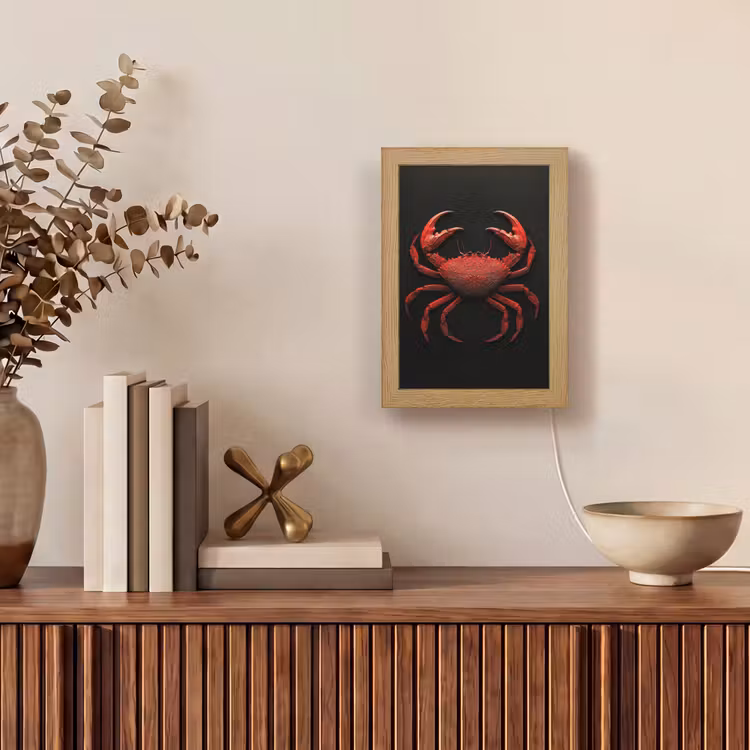 Krab - Rood - Vissen - Schaaldieren Light Box met kabel (Tafellamp) klein -sfeer2