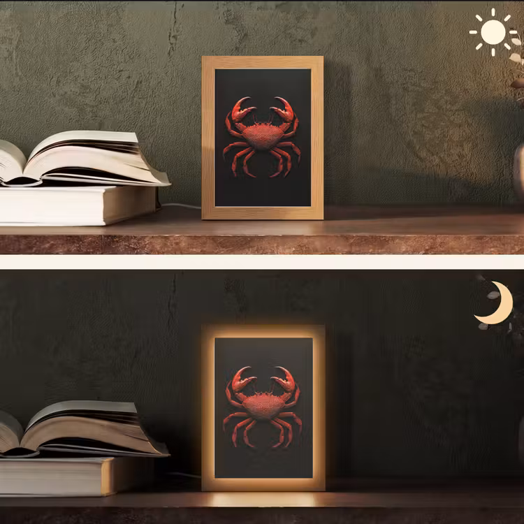 Krab - Rood - Vissen - Schaaldieren Light Box met kabel (Tafellamp) klein -sfeer3