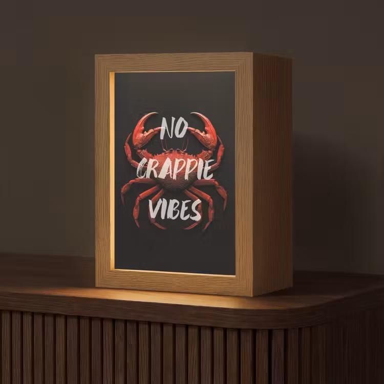 Krab - Rood - Tekst - Zwart Light Box met kabel (Tafellamp) klein -z3d_website