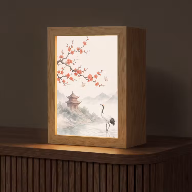 Kraanvogel - Azië - Klassiek Light Box met kabel (Tafellamp) klein -z3d_website