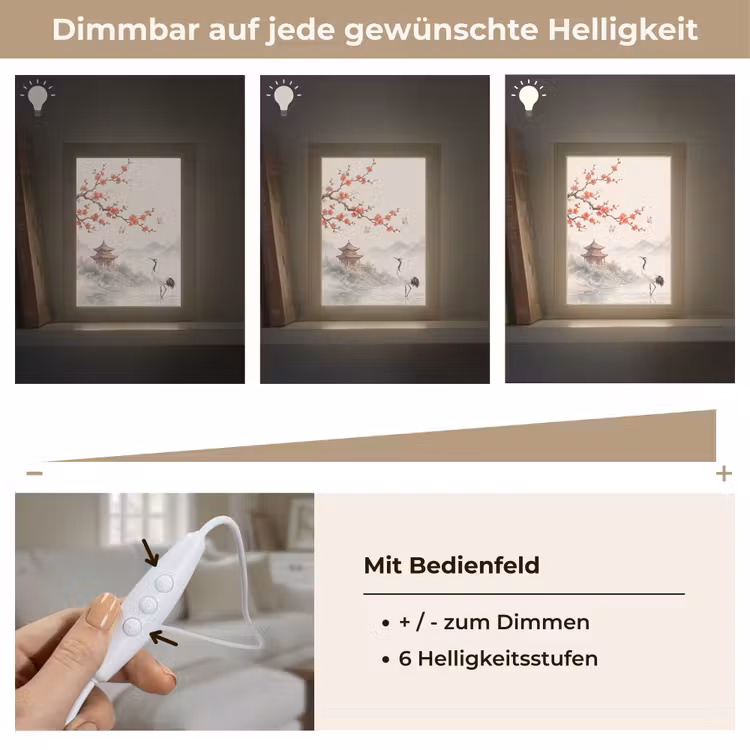 Kraanvogel - Azië - Klassiek Light Box met kabel (Tafellamp) klein -USP_dimbaarDE