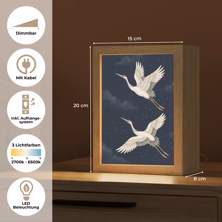 Kraanvogels - Nachthemel - Blauw Light Box met kabel (Tafellamp) klein -USP_DE