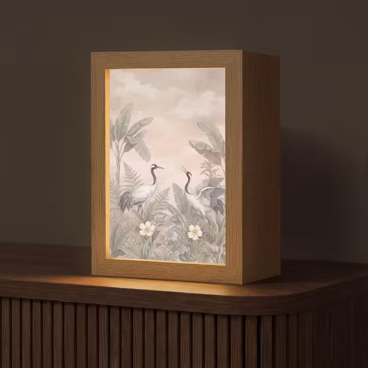 Kraanvogels - Natuur - Roze Light Box met kabel (Tafellamp) klein -z3d_website
