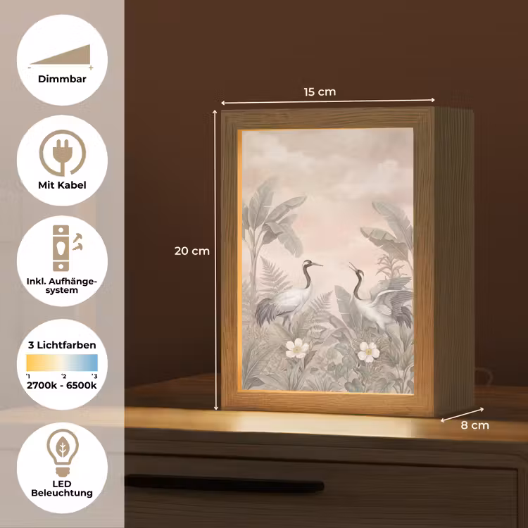 Kraanvogels - Natuur - Roze Light Box met kabel (Tafellamp) klein -USP_DE
