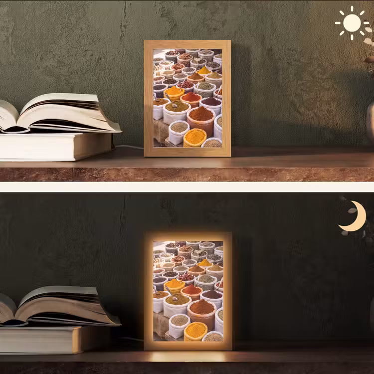 Tischlampe - Kräuter – Markt – Essen - Kruiden - Markt - Eten Light Box met kabel (Tafellamp) klein