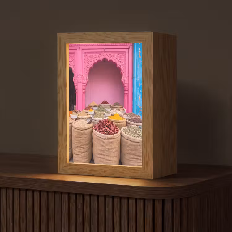 Tischlampe - Kräuter – Markt – Rosa - Kruiden - Markt - Roze Light Box met kabel (Tafellamp) klein