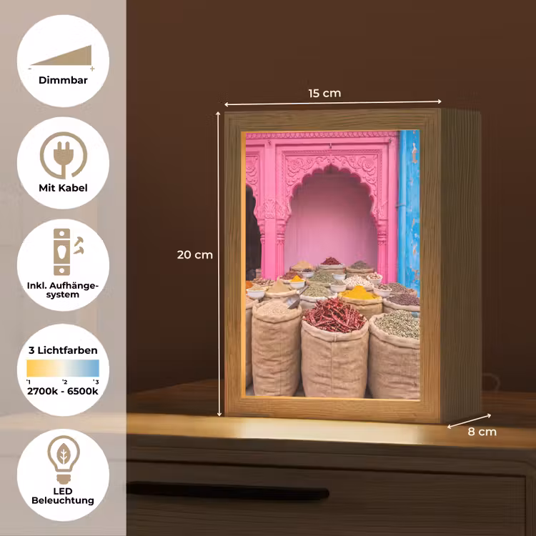 Tischlampe - Kräuter – Markt – Rosa - Kruiden - Markt - Roze Light Box met kabel (Tafellamp) klein