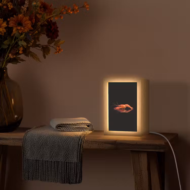 Kreeft - Oranje - Zwart - Opvallend Light Box met kabel (Tafellamp) klein -sfeer4