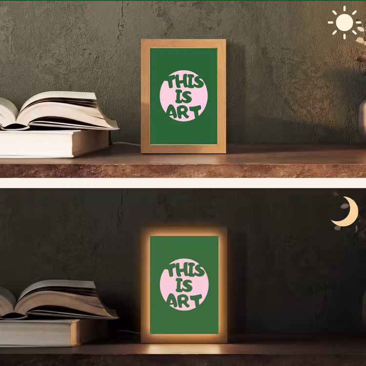 Cirkel - Roze - Tekst - Art Light Box met kabel (Tafellamp) klein -sfeer3