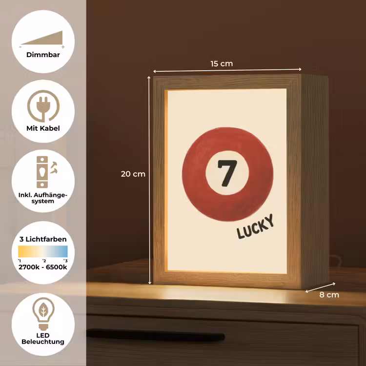 Cirkel - Zeven - Lucky - Rood Light Box met kabel (Tafellamp) klein -USP_DE
