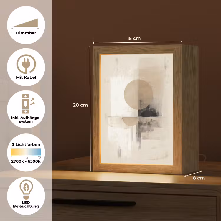 Cirkel - Compositie - Diepte - Beige Light Box met kabel (Tafellamp) klein -USP_DE