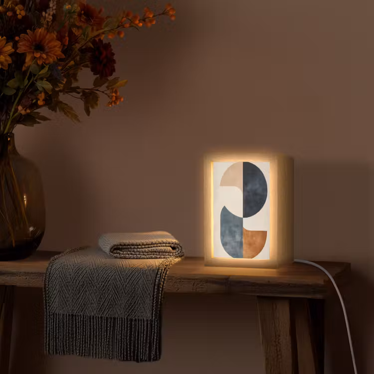 Cirkels - Abstract - Kleurrijk Light Box met kabel (Tafellamp) klein -sfeer4