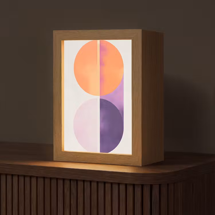 Cirkels - Abstract - Paars Light Box met kabel (Tafellamp) klein -z3d_website