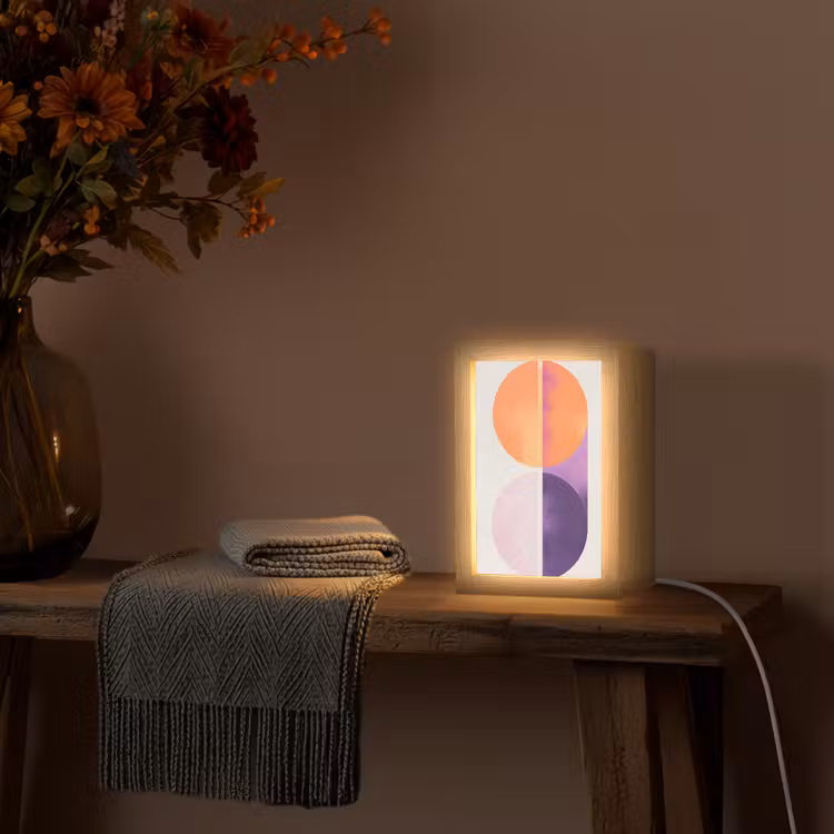 Cirkels - Abstract - Paars Light Box met kabel (Tafellamp) klein -sfeer4