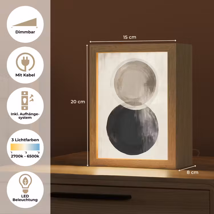 Cirkels - Vorm - Beige - Abstract Light Box met kabel (Tafellamp) klein -USP_DE