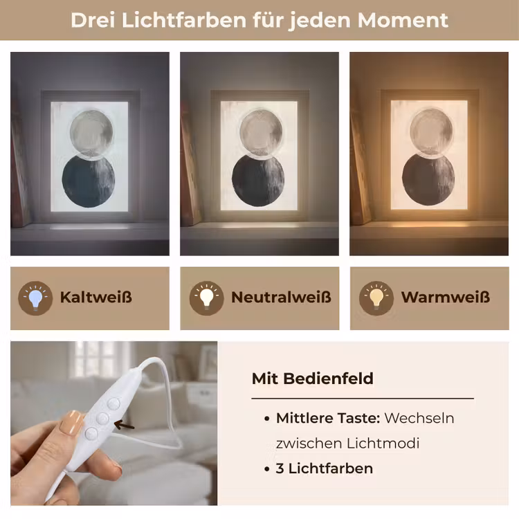 Cirkels - Vorm - Beige - Abstract Light Box met kabel (Tafellamp) klein -USP_lichtkleurDE