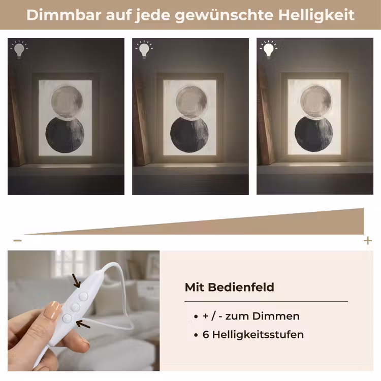 Cirkels - Vorm - Beige - Abstract Light Box met kabel (Tafellamp) klein -USP_dimbaarDE