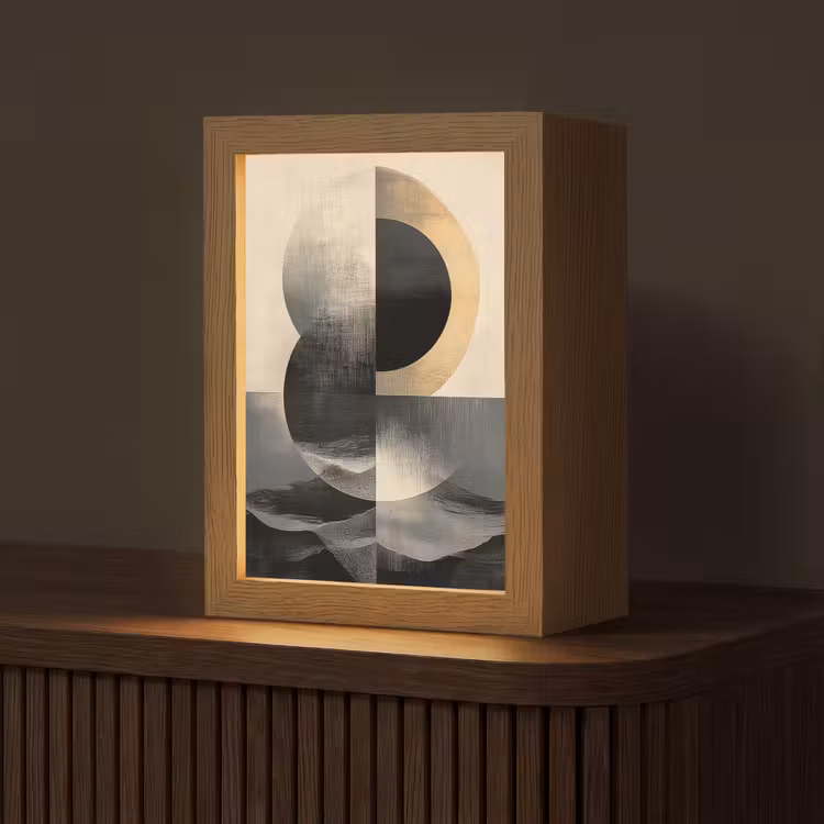 Cirkels - Schaduw - Abstract Light Box met kabel (Tafellamp) klein -z3d_website