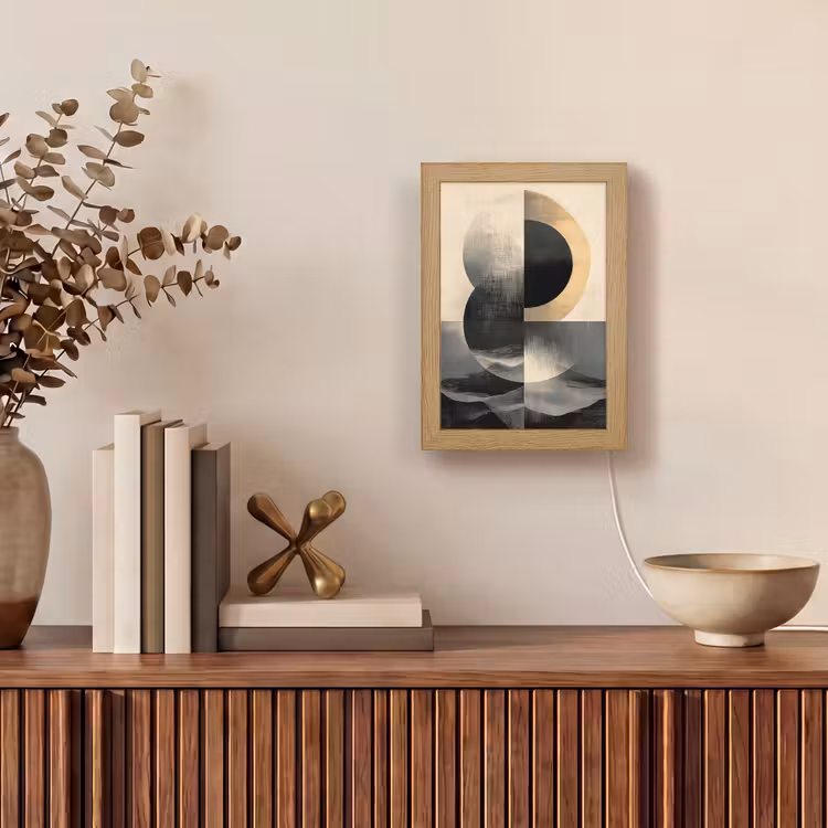 Cirkels - Schaduw - Abstract Light Box met kabel (Tafellamp) klein -sfeer2